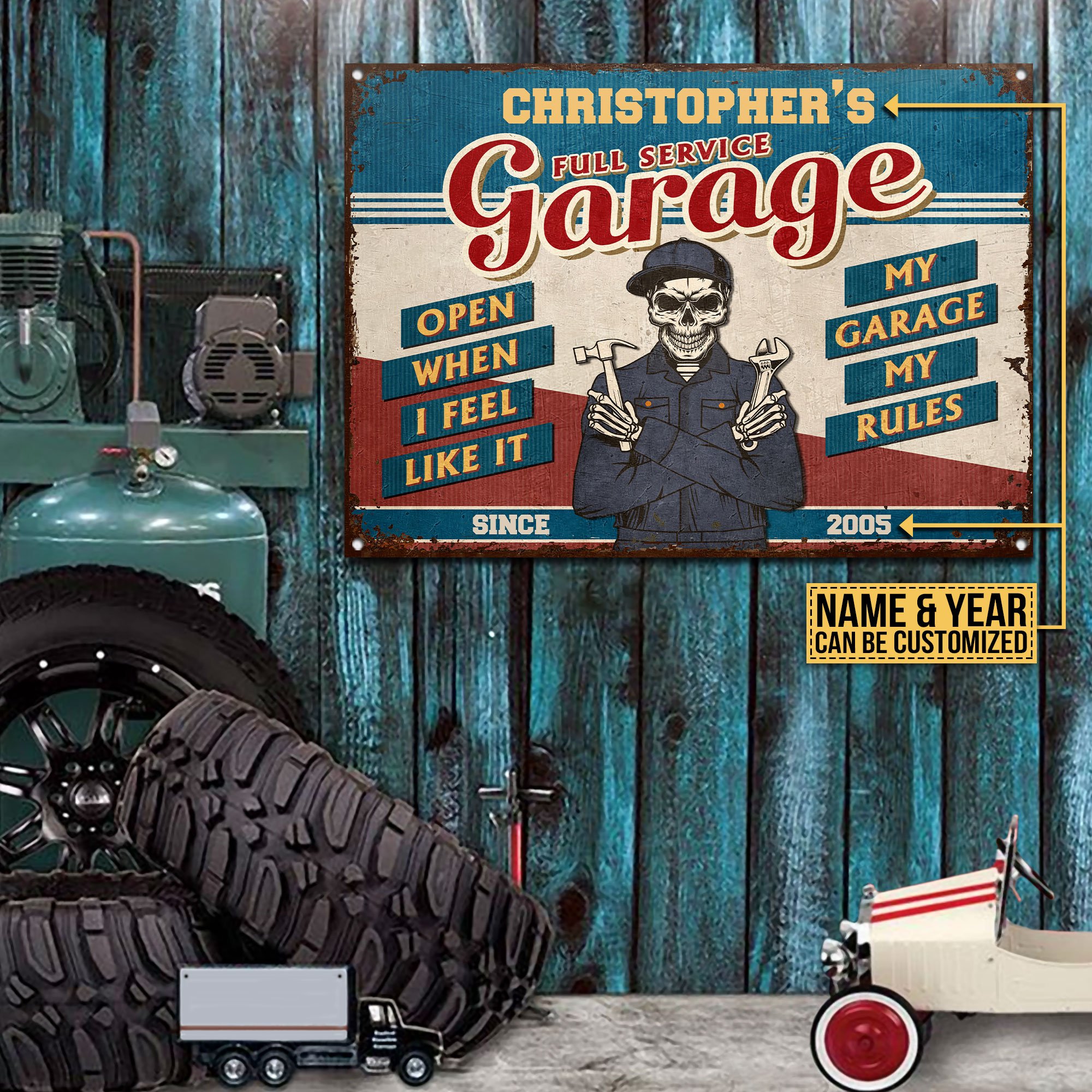 Personalized-Auto-Mechanic-My-Garage-My-Rules-Open-Customized-Classic-Metal-Signs Personalized Auto Mechanic My Garage My Rules Open Customized Classic Metal Signs