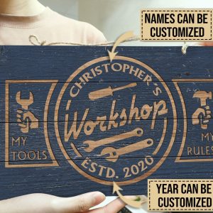 Personalized Auto Mechanic Workshop My Tools Customized Wood Rectangle Sign 2