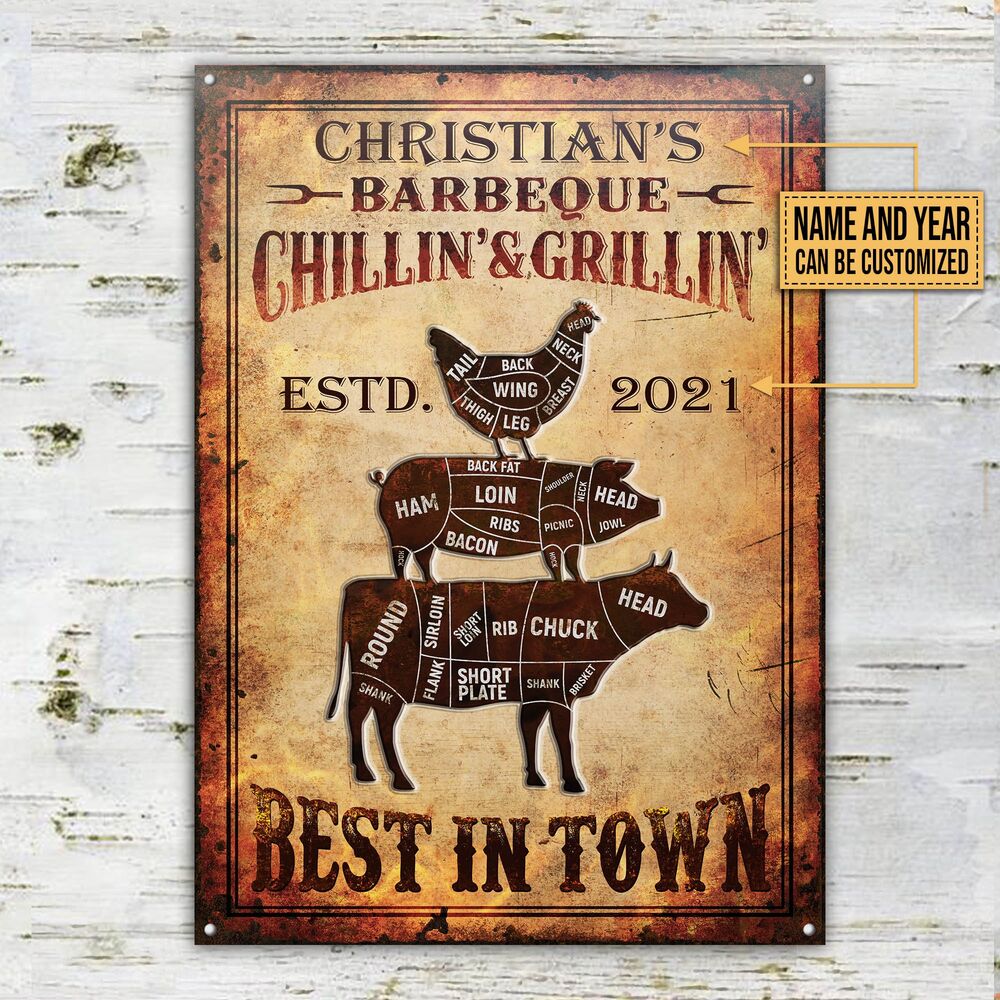Personalized-BBQ-Grilling-In-Town-Customized-Classic-Metal-Signs-2 Personalized BBQ Grilling In Town Customized Classic Metal Signs 2