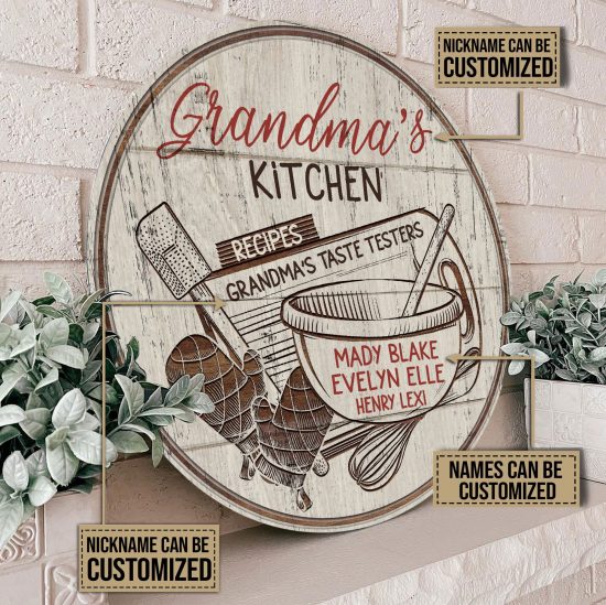 Personalized Baking Grandma Kitchen Tester Customized Wood Circle Sign 1