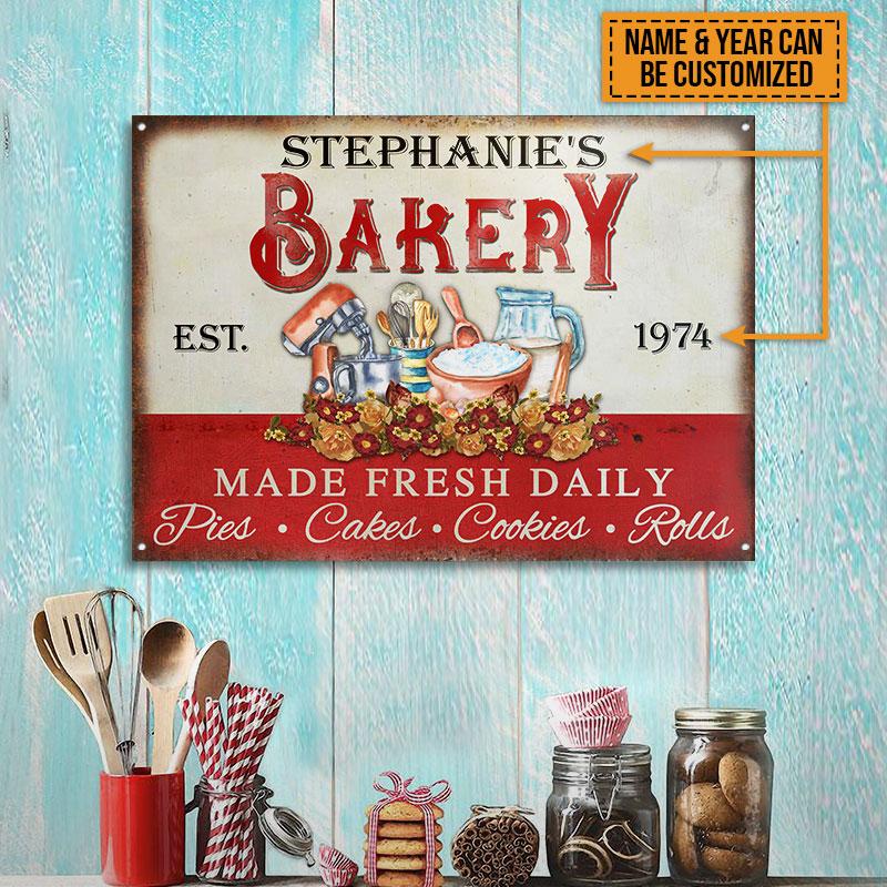 Personalized-Baking-Made-Fresh-Custom-Classic-Metal-Signs Personalized Baking Made Fresh Custom Classic Metal Signs