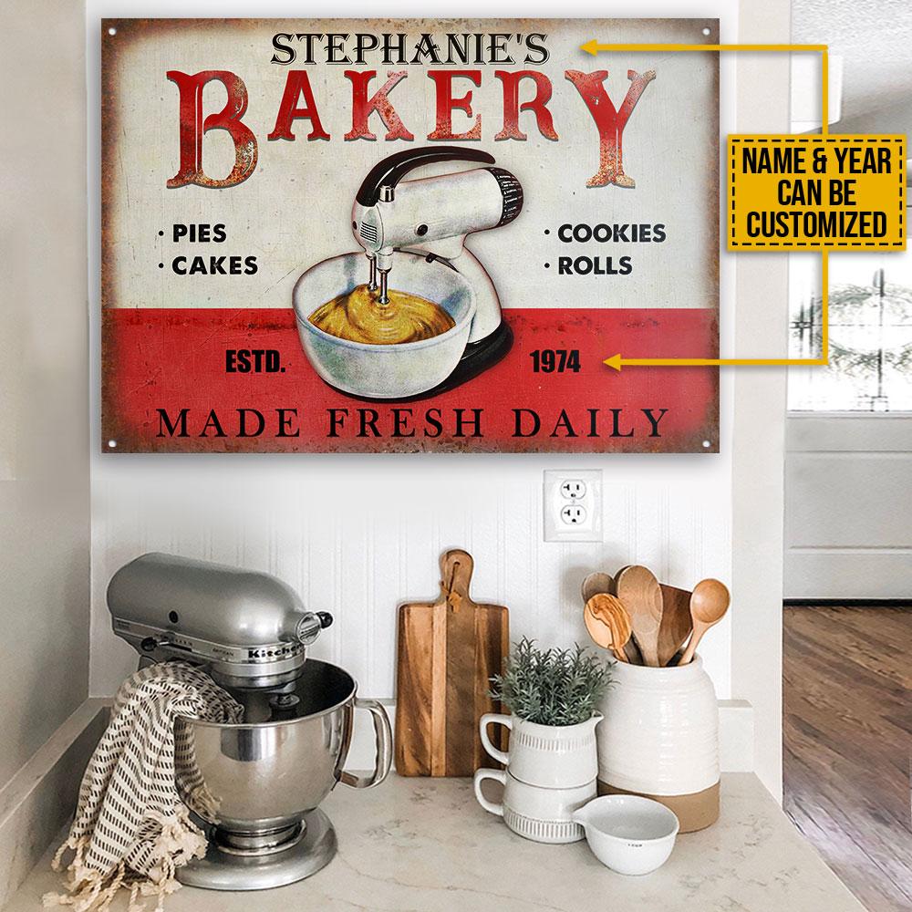 Personalized Baking Red Made Fresh Daily Customized Classic Metal Signs