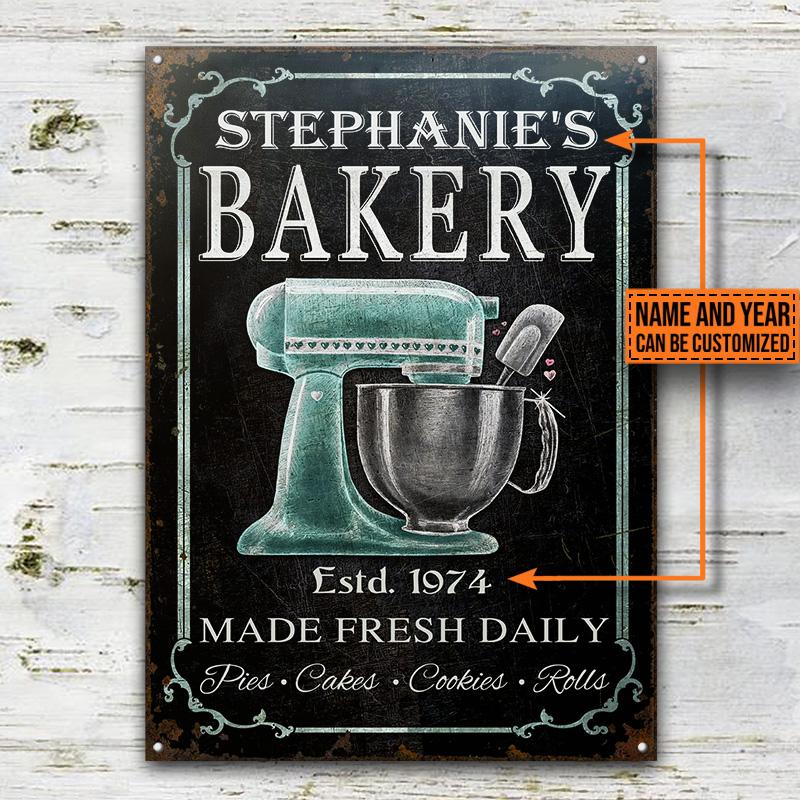 Personalized-Baking-Veritical-Made-Fresh-Daily-Black-Customized-Classic-Metal-Signs-2 Personalized Baking Veritical Made Fresh Daily Black Customized Classic Metal Signs 2