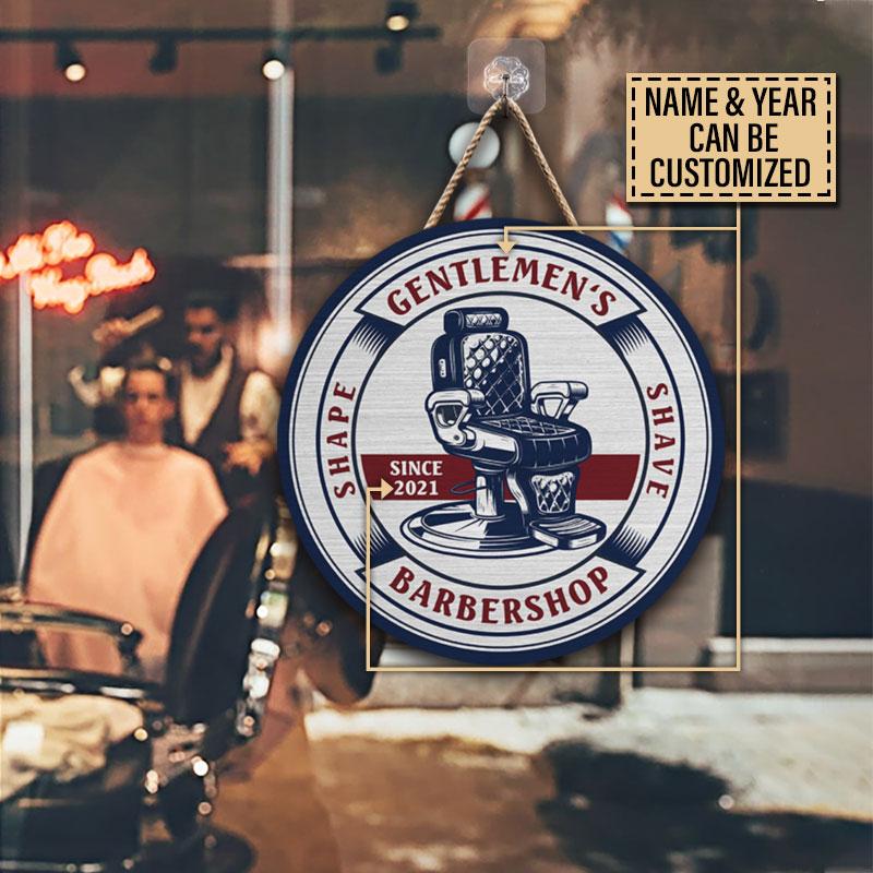 Personalized Barber Shop Shape And Shave Customized Wood Circle Sign