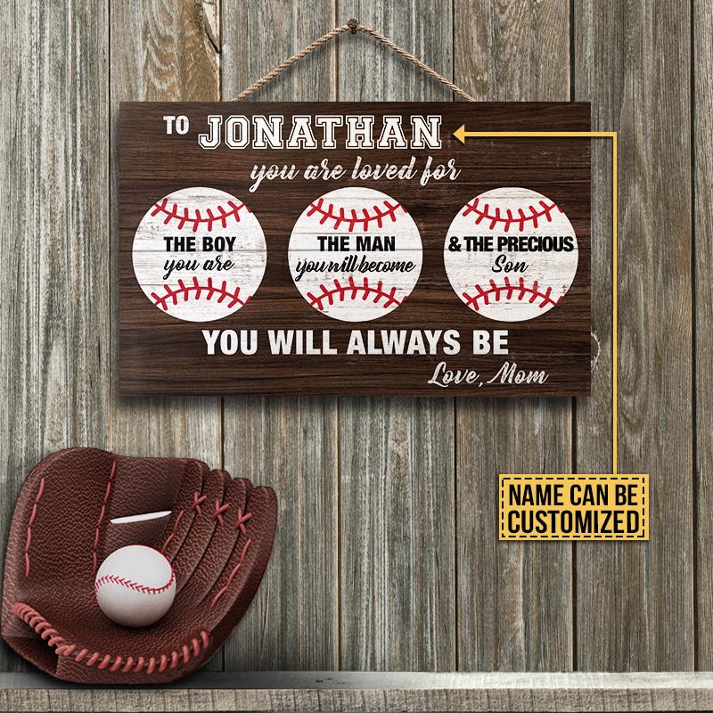 Personalized Baseball Always Be Customized Wood Rectangle Sign