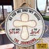 Personalized Baseball Cross As For Me Custom Wood Circle Sign