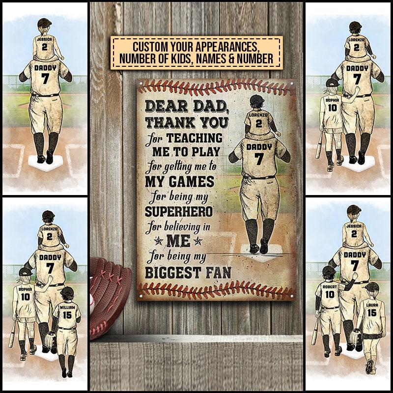 Personalized Baseball Dad And Child Thank You Custom Classic Metal Signs