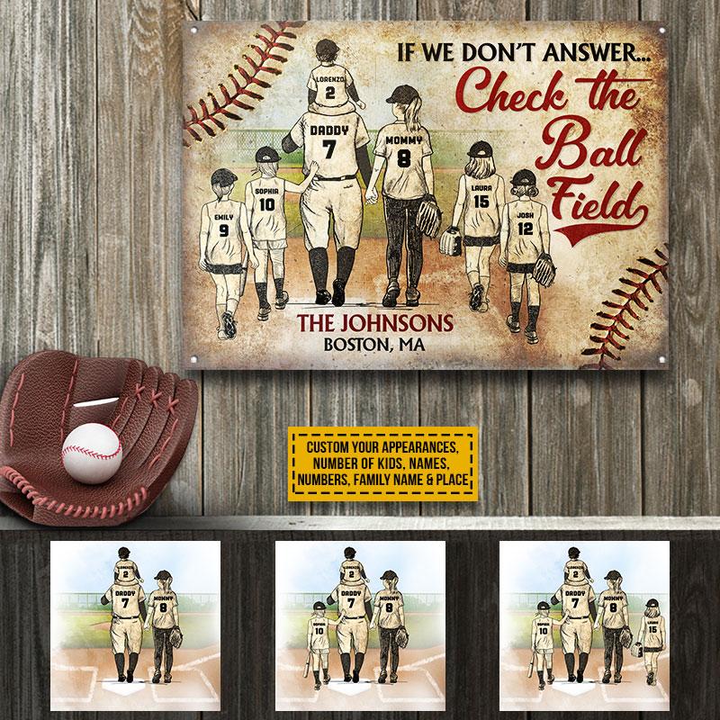 Personalized Baseball Family Check The Ball Field Custom Kids Custom Classic Metal Signs
