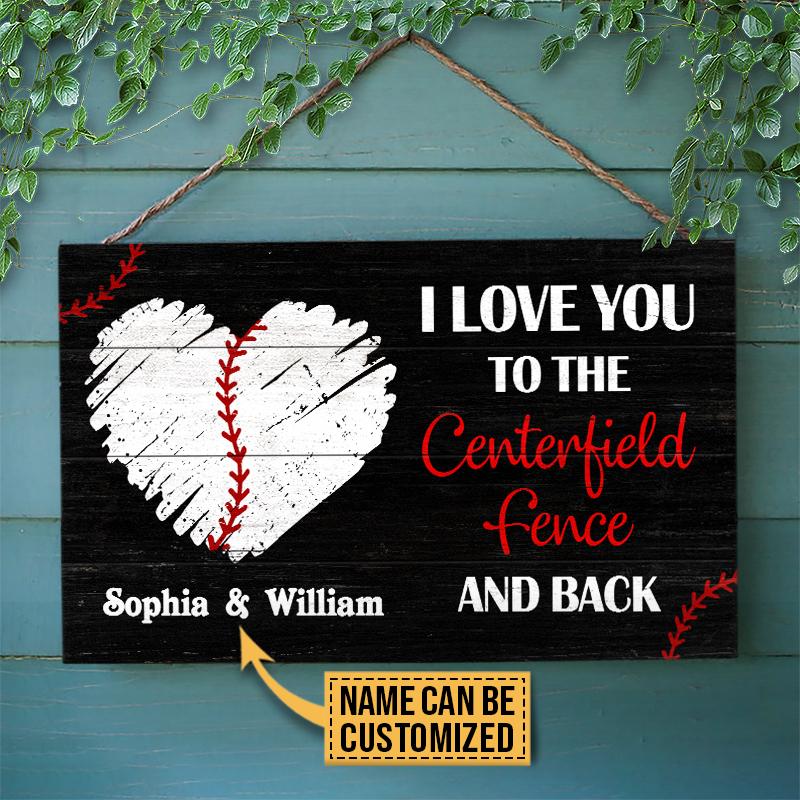 Personalized Baseball Love You To The Centerfield Customized Wood Rectangle Sign