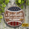 Personalized Baseball Stars & Stripes Family Custom Wood Circle Sign