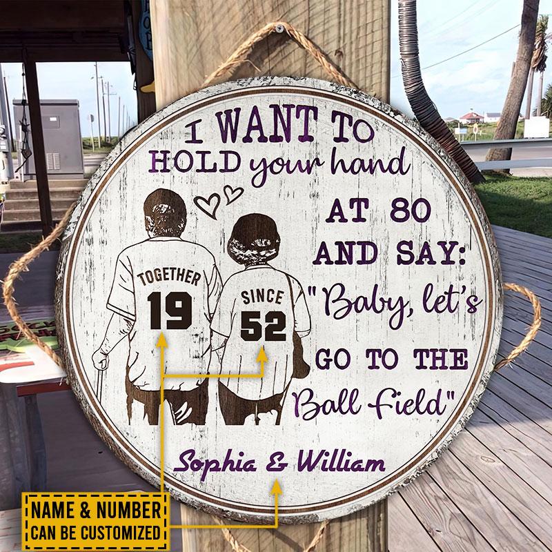 Personalized Baseball Together Since Customized Wood Circle Sign
