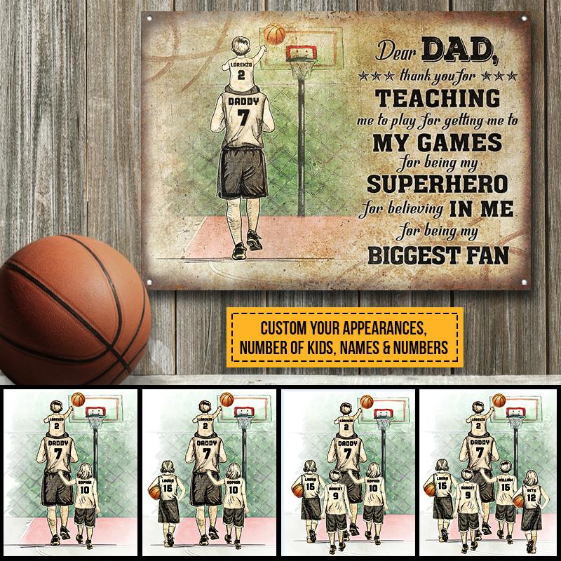Personalized Basketball Dad And Child Thank You Custom Classic Metal Signs