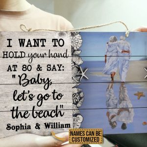 Personalized Beach Baby Lets Go Customized Wood Rectangle Sign 3