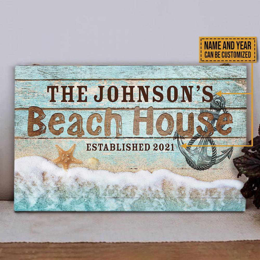 Personalized Beach House Customized Wood Rectangle Sign Teehall   Personalized Beach House Customized Wood Rectangle Sign 1 