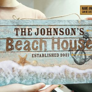 Personalized Beach House Customized Wood Rectangle Sign 3