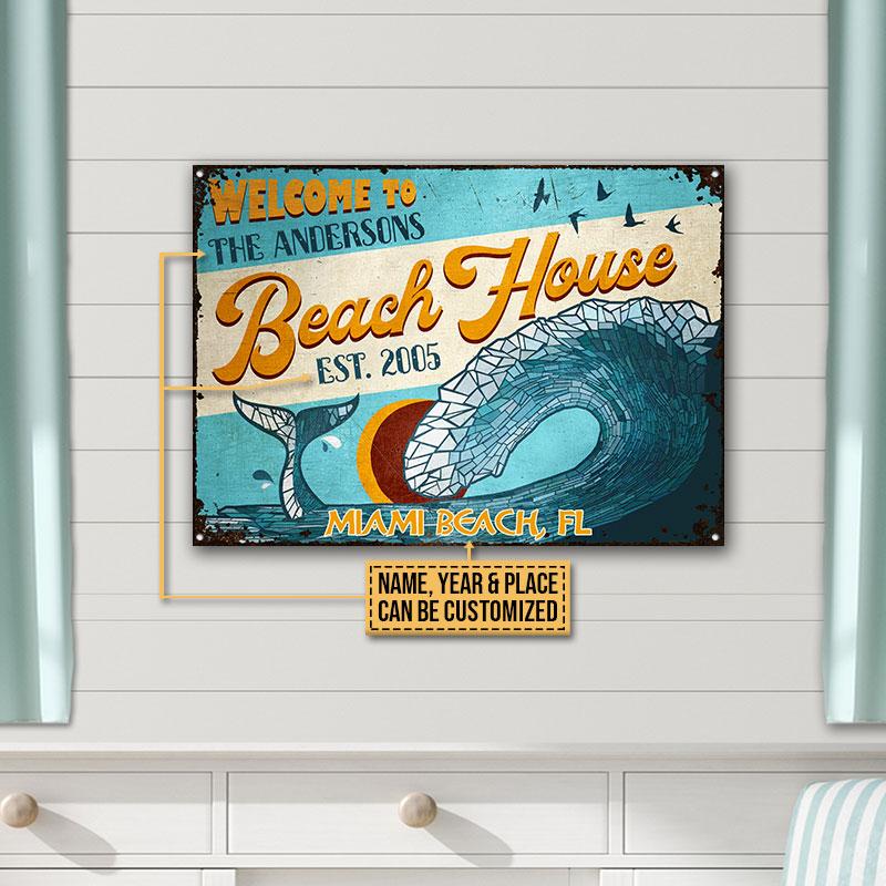 Personalized Beach House Mosaic Customized Classic Metal Signs
