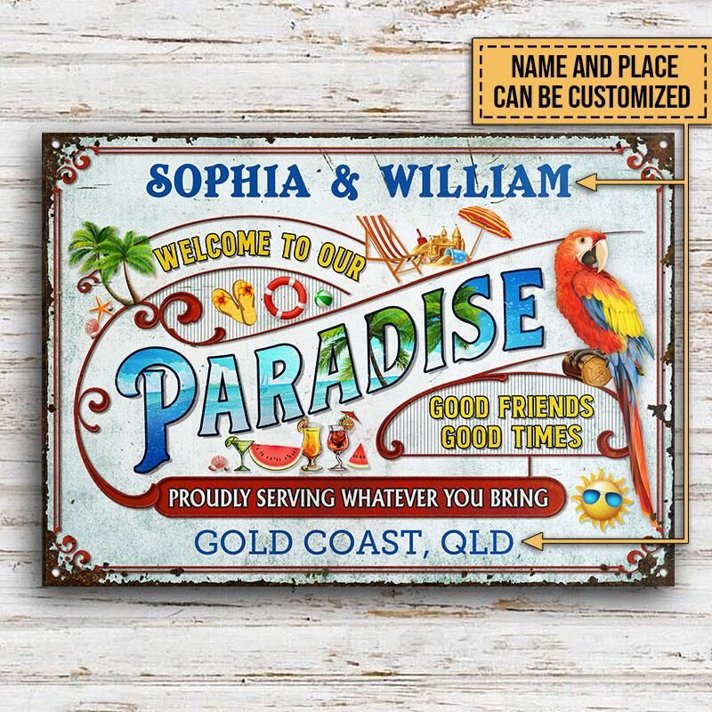 Personalized-Beach-Our-Paradise-Customized-Classic-Metal-Signs-2 Personalized Beach Our Paradise Customized Classic Metal Signs 2