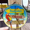 Personalized Beach Paradise 5 O'clock Customized Wood Circle Sign