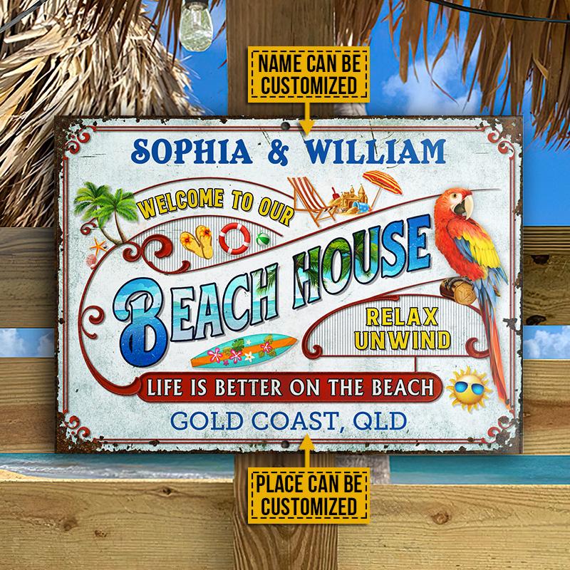 Personalized Beach Surfing Beach House Custom Classic Metal Signs