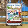 Personalized Beach Surfing Our Paradise Vertical Custom Classic Metal Signs