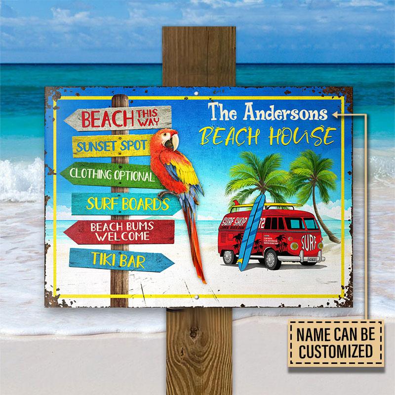 Personalized Beach Surfing This Way Custom Classic Metal Signs