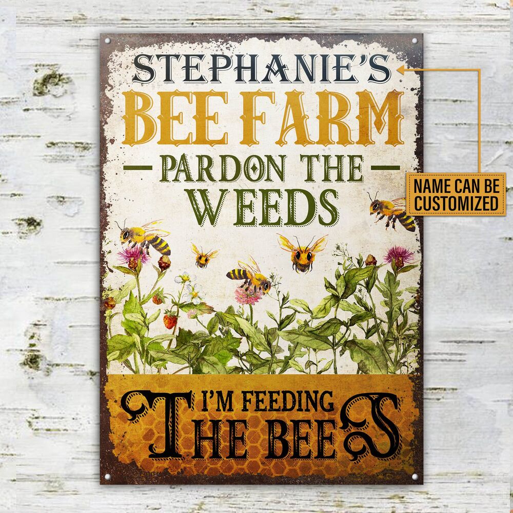 Personalized-Bee-Farm-Feeding-The-Bee-Customized-Classic-Metal-Signs-2 Personalized Bee Farm Feeding The Bee Customized Classic Metal Signs 2