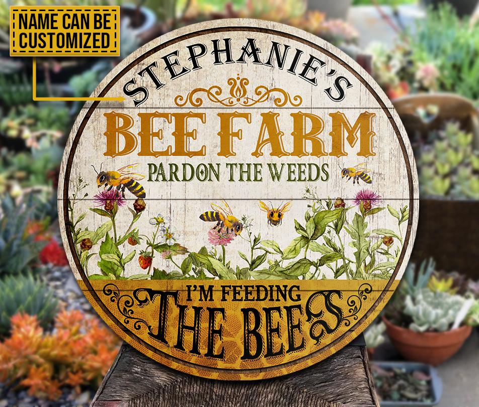 Personalized-Bee-Farm-Pardon-Customized-Wood-Circle-Sign-1 Personalized Bee Farm Pardon Customized Wood Circle Sign 1