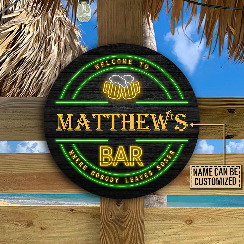 Personalized Beer Nobody Leaves Sober Customized Wood Circle Sign