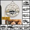 Personalized Camping Map I Love You Custom Wood Circle Sign