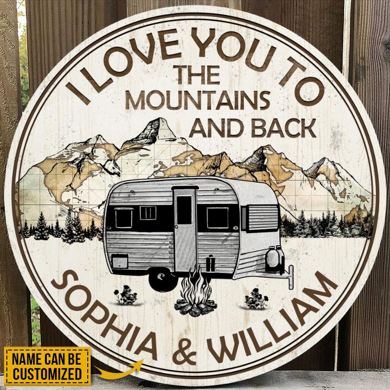 Personalized Camping Map Love You Customized Wood Circle Sign 1