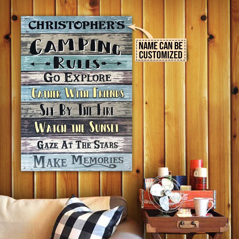 Personalized Camping Rules Go Explore Customized Classic Metal Signs