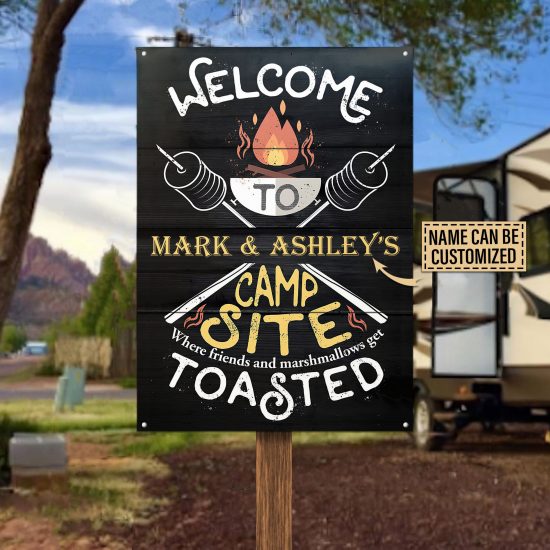 Personalized Camping Welcome To Our Campsite Customized Classic Metal Signs