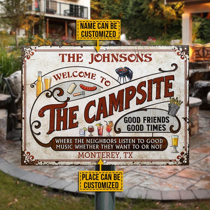 Personalized Campsite Grilling Red Listen To The Good Music Custom Classic Metal Signs