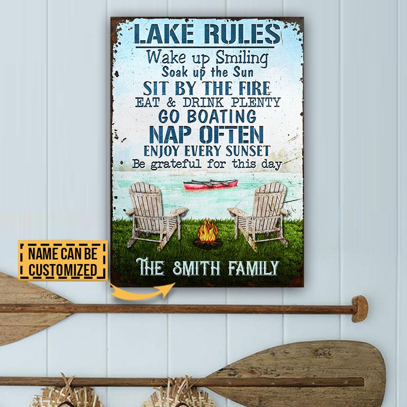 Personalized Canoeing Lake Rules Custom Metal Signs