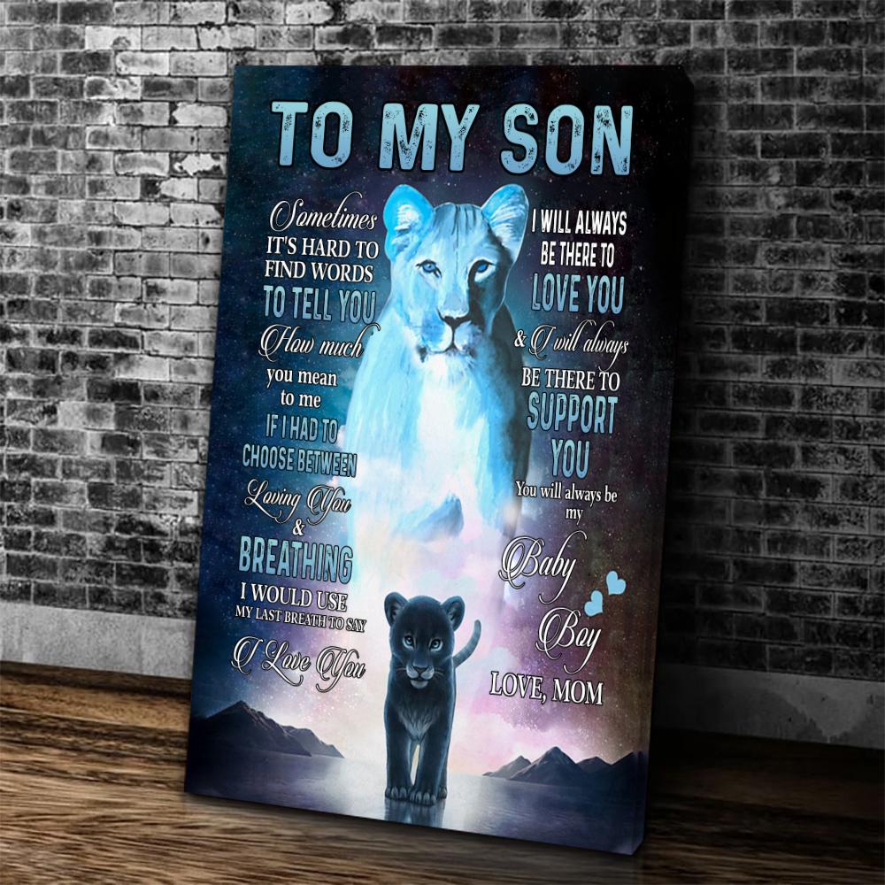Personalized Canvas, Gift For Son, To My Son I Will Always Be There To Love You Lion Canvas