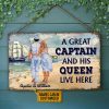 Personalized Captain Couple Live Here Customized Wood Rectangle Sign