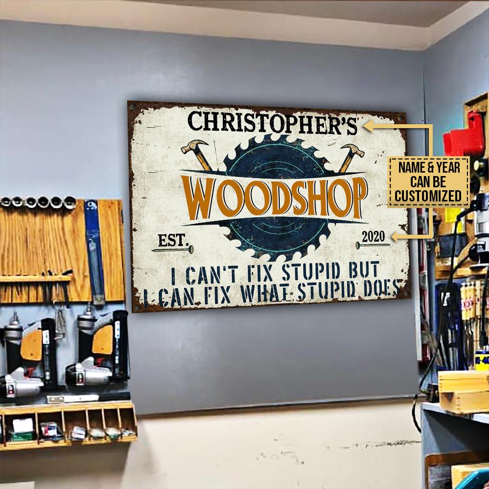 Personalized Carpenter Woodshop I Can Fix Customized Classic Metal Signs