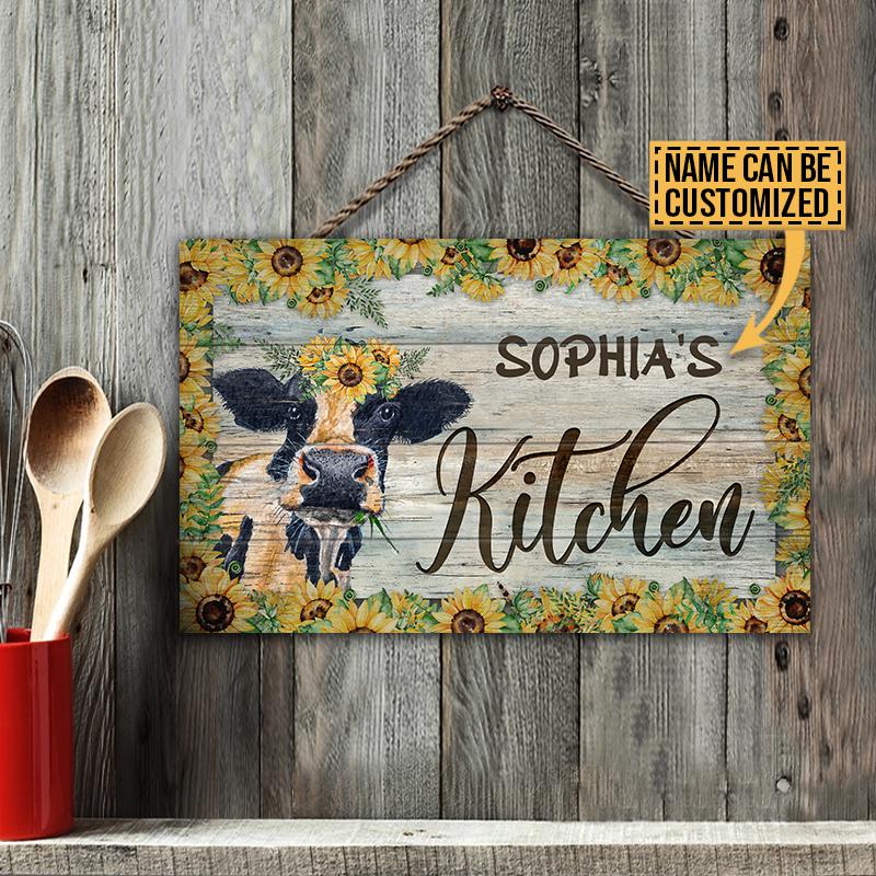 Personalized Cattle Kitchen Customized Wood Rectangle Sign