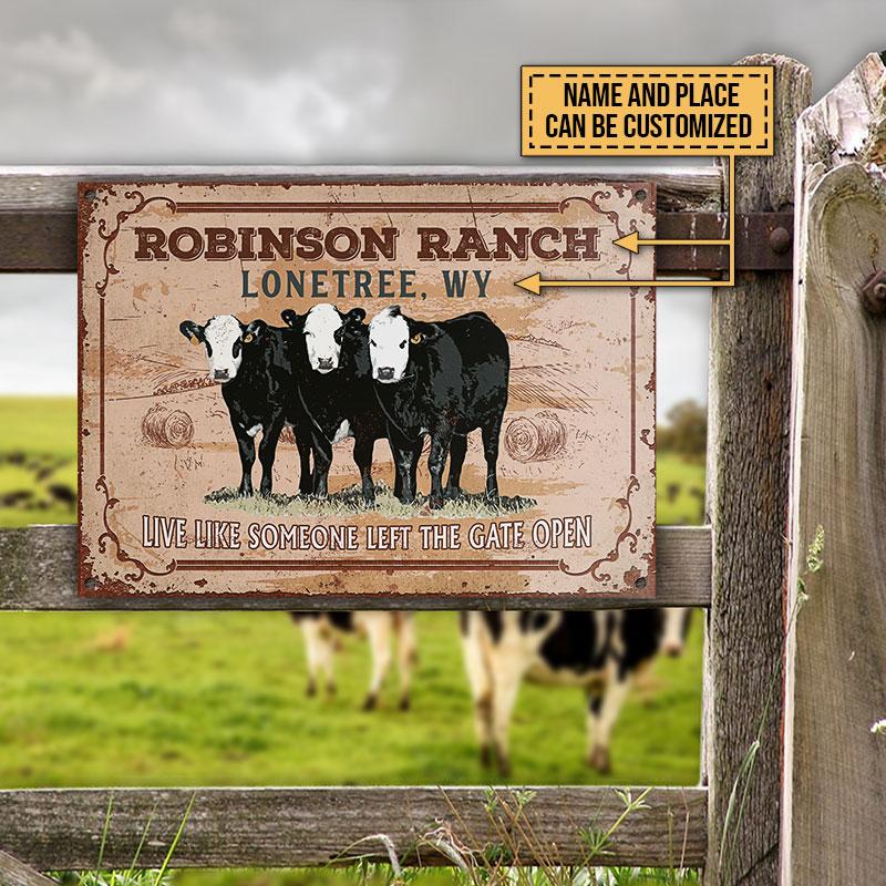 Personalized Cattle Ranch The Gate Open Customized Classic Metal Signs
