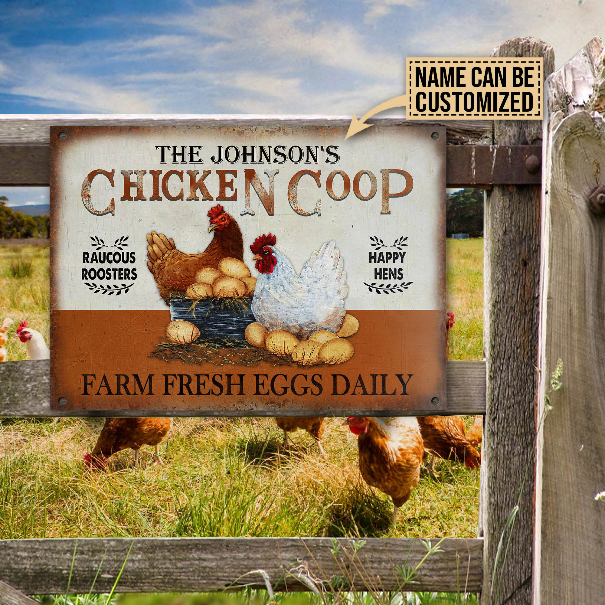 Personalized Chicken Coop Brown Customized Classic Metal Signs
