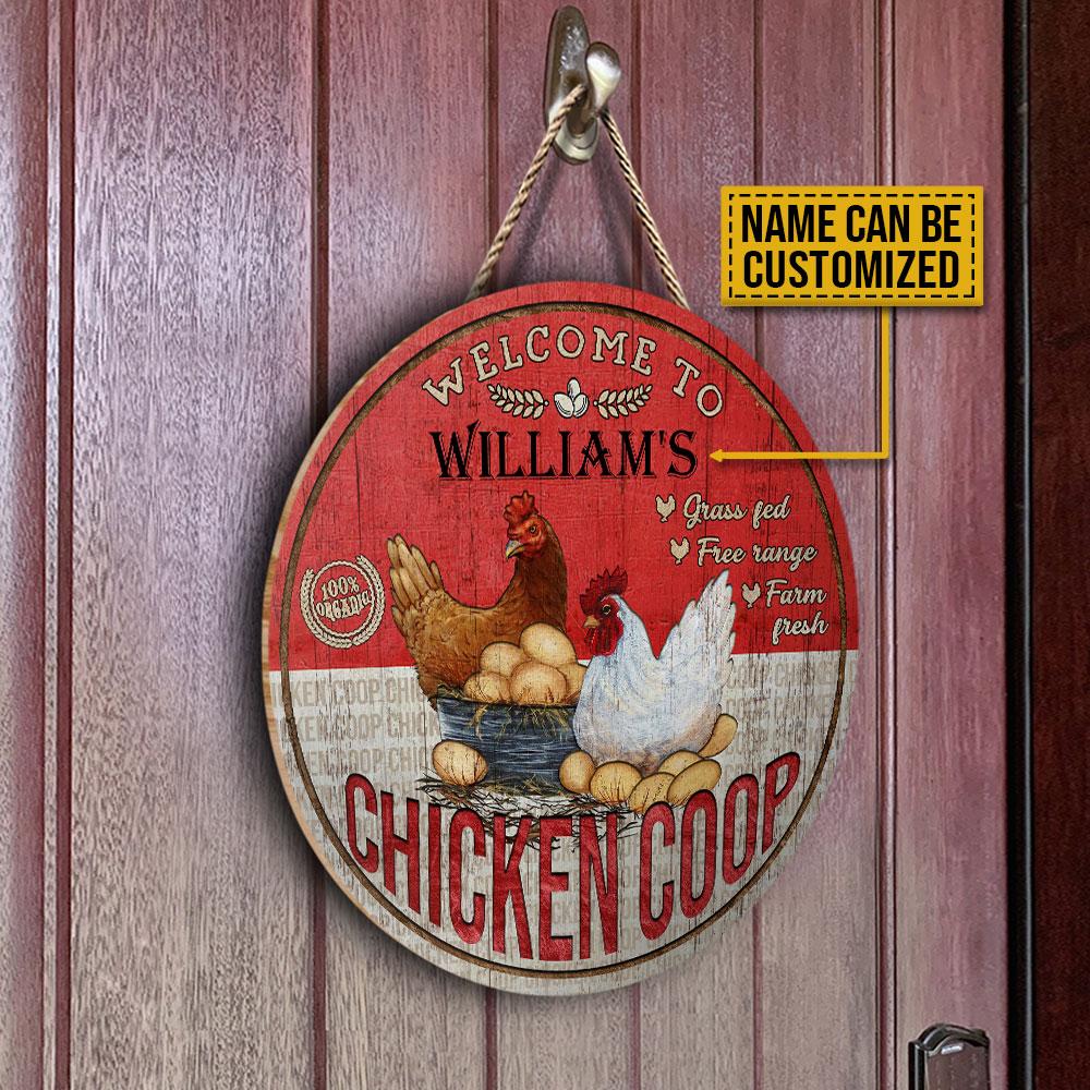 Personalized-Chicken-Coop-Farm-Fresh-Customized-Wood-Circle-Sign-2 Personalized Chicken Coop Farm Fresh Customized Wood Circle Sign 2