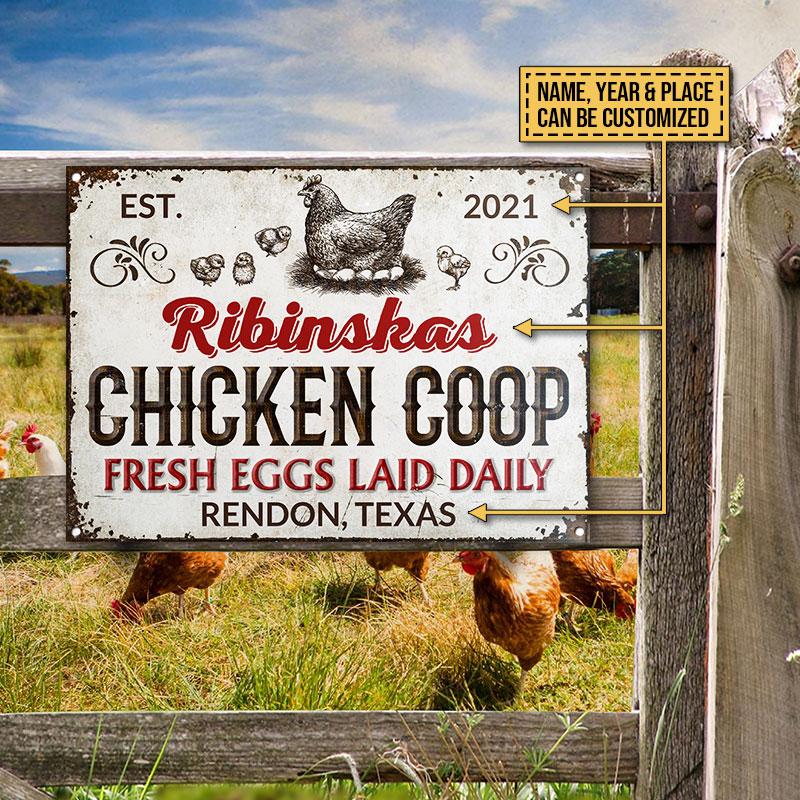 Personalized Chicken Coop Fresh Eggs Laid Daily Customized Classic Metal Signs