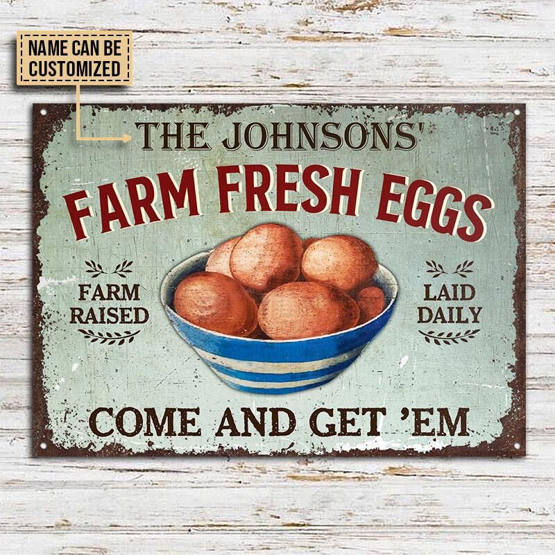 Personalized-Chicken-Eggs-Get-Em-Customized-Classic-Metal-Signs-2 Personalized Chicken Eggs Get Em Customized Classic Metal Signs 2
