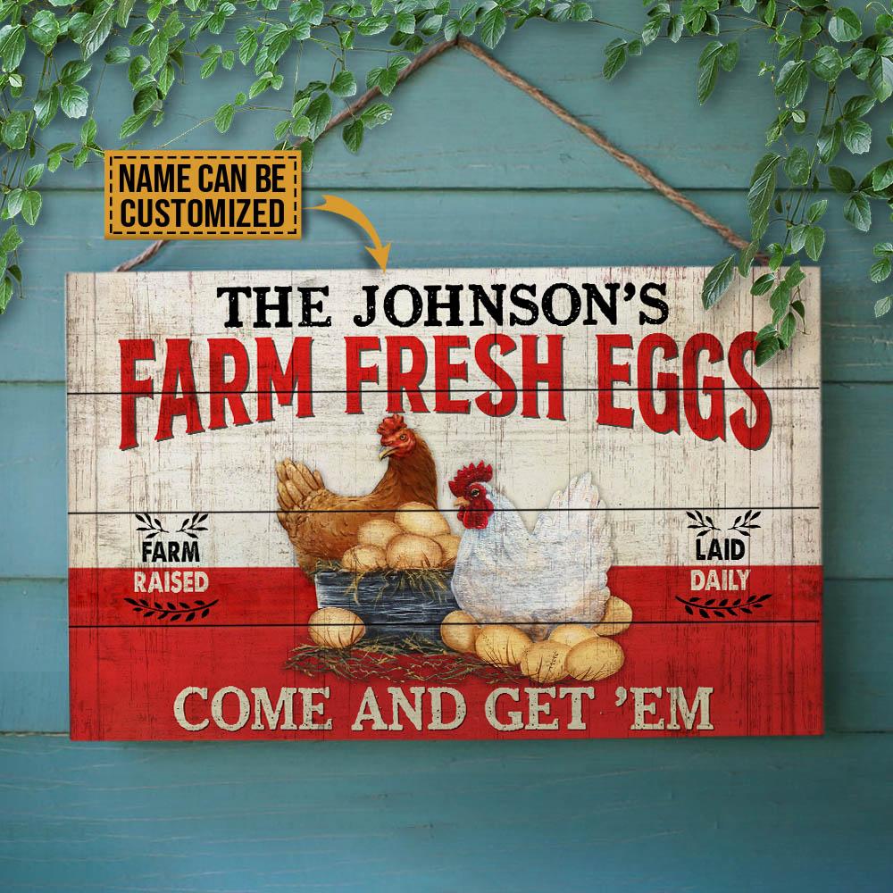 Personalized-Chicken-Farm-Fresh-Eggs-Customized-Wood-Rectangle-Sign-1 Personalized Chicken Farm Fresh Eggs Customized Wood Rectangle Sign 1
