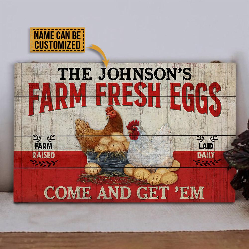 Personalized-Chicken-Farm-Fresh-Eggs-Customized-Wood-Rectangle-Sign-2 Personalized Chicken Farm Fresh Eggs Customized Wood Rectangle Sign 2