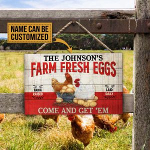 Personalized Chicken Farm Fresh Eggs Customized Wood Rectangle Sign