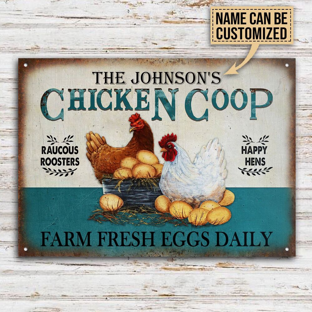 Personalized-Chicken-Fresh-Eggs-Daily-Turquoise-Customized-Classic-Metal-Signs-2 Personalized Chicken Fresh Eggs Daily Turquoise Customized Classic Metal Signs 2