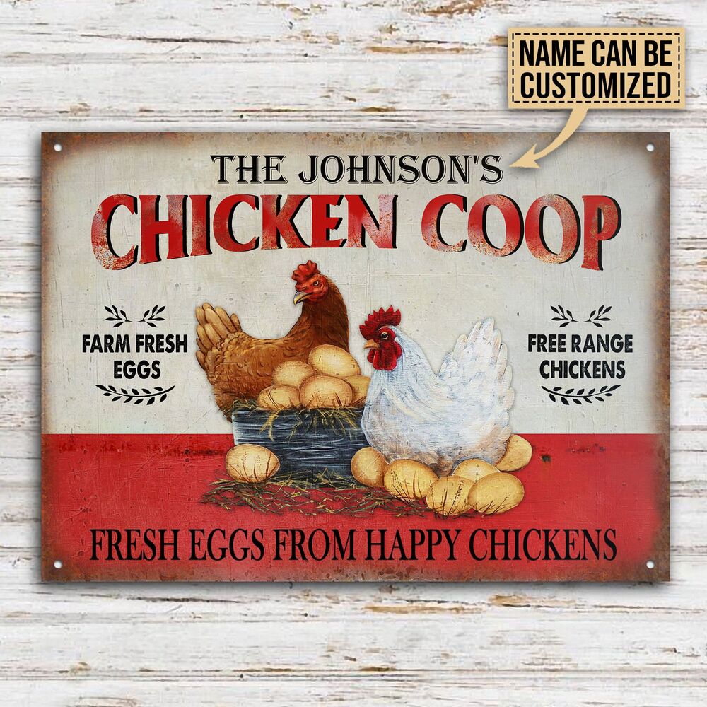 Personalized-Chicken-Fresh-Eggs-Free-Range-Customized-Classic-Metal-Signs-2 Personalized Chicken Fresh Eggs Free Range Customized Classic Metal Signs 2