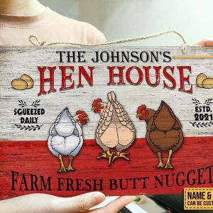 Personalized Chicken Hen House Nuggets Customized Wood Rectangle Sign 3