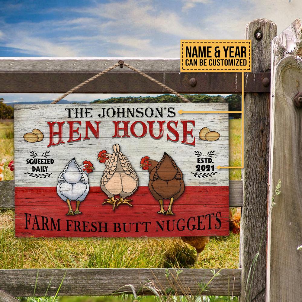 Personalized Chicken Hen House Nuggets Customized Wood Rectangle Sign